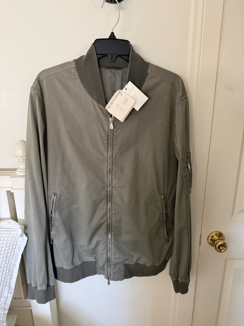 Brunello Cucinelli  cotton twill Bomber Jacket Sz 50 Made in Italy NWT